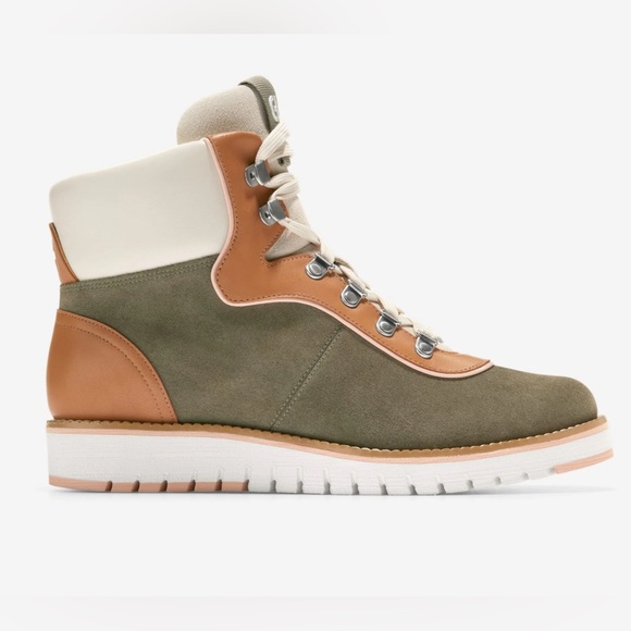 Cole Haan Gray and Brown Lace Up Boots - Picture 2 of 12